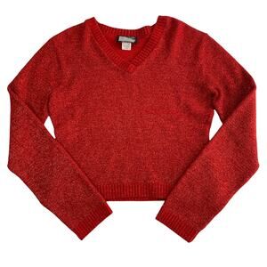 GREAT AMERICAN SPORTSWEAR Red Metallic Long Sleeve Knit Sweater Large